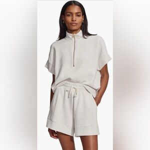Varley Ivory Marl high waist Atrium shorts, size XL